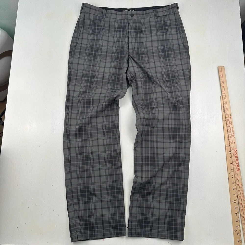 Nike Golf Tour Performance Dri-Fit Pants Mens 36x32 Gray Plaid 509741-010